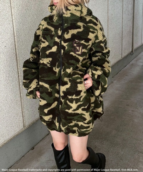 BACK TO THE FIELD（バック トゥー ザ フィールド）の「【MLB】ZIPフーディーボアブルゾン（ブルゾン・レディース・ブラック/オフホワイト/カモフラージュ・FREE）」の21枚目の写真