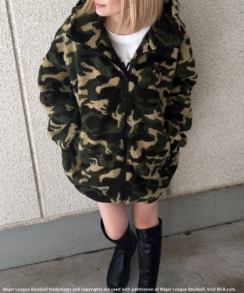 BACK TO THE FIELD（バック トゥー ザ フィールド）の「【MLB】ZIPフーディーボアブルゾン（ブルゾン・レディース・ブラック/オフホワイト/カモフラージュ・FREE）」の22枚目の写真
