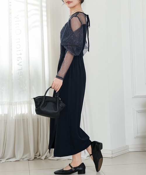 Lace Ladies（レースレディース）の「シアー ドッキング タック入り ロング ワンピース（ドレス・レディース・ネイビー・S/FREE）」の14枚目の写真