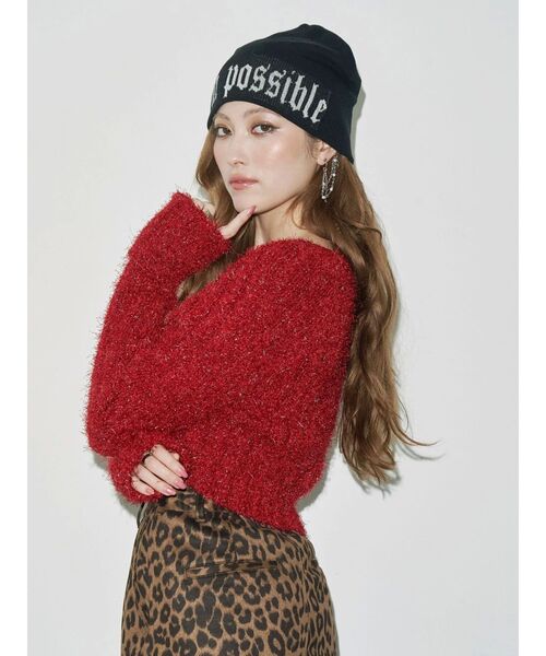 EVRIS（エヴリス）の「ジャガードニット帽（ニットキャップ/ビーニー・レディース・ブラック/ブルー・FREE）」の16枚目の写真