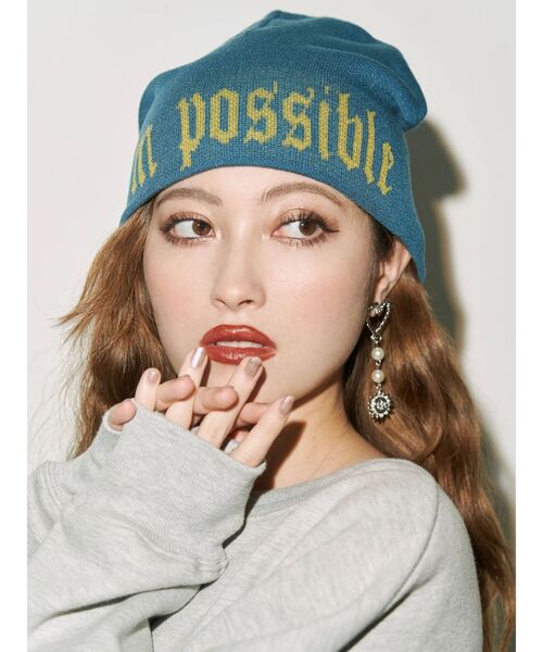 EVRIS（エヴリス）の「ジャガードニット帽（ニットキャップ/ビーニー・レディース・ブラック/ブルー・FREE）」の21枚目の写真