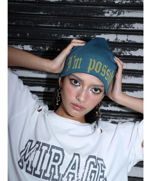 EVRIS（エヴリス）の「ジャガードニット帽（ニットキャップ/ビーニー・レディース・ブラック/ブルー・FREE）」の7枚目の写真