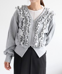 cepo | フリルVネックジップカーディガン(カーディガン/ボレロ)