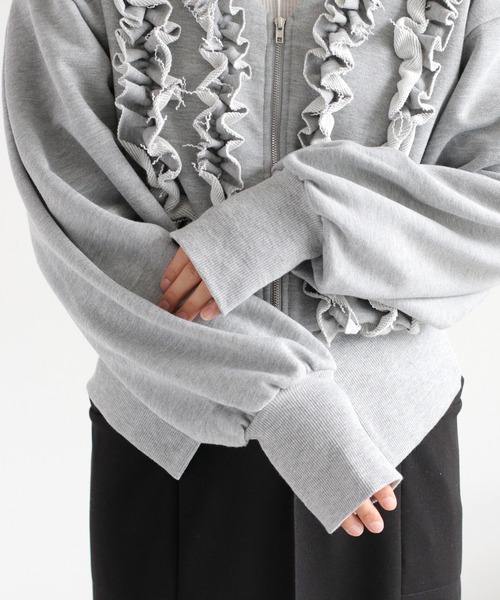 cepo（セポ）の「フリルVネックジップカーディガン（カーディガン/ボレロ・レディース・杢グレー/アイボリー・FREE）」の11枚目の写真
