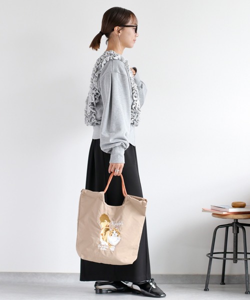 cepo（セポ）の「フリルVネックジップカーディガン（カーディガン/ボレロ・レディース・杢グレー/アイボリー・FREE）」の3枚目の写真