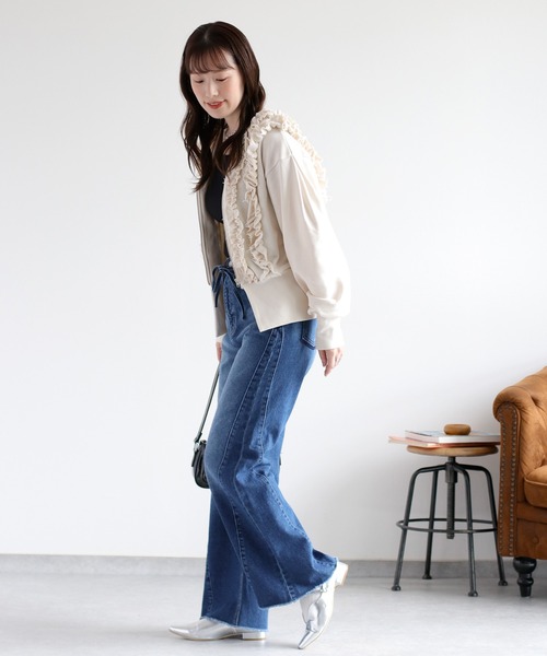 cepo（セポ）の「フリルVネックジップカーディガン（カーディガン/ボレロ・レディース・杢グレー/アイボリー・FREE）」の18枚目の写真