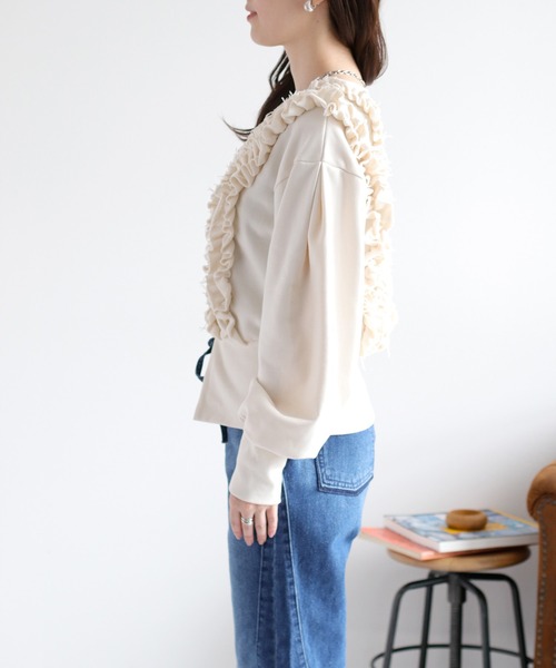 cepo（セポ）の「フリルVネックジップカーディガン（カーディガン/ボレロ・レディース・杢グレー/アイボリー・FREE）」の14枚目の写真