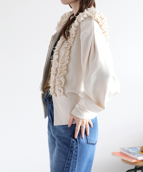 cepo（セポ）の「フリルVネックジップカーディガン（カーディガン/ボレロ・レディース・杢グレー/アイボリー・FREE）」の21枚目の写真