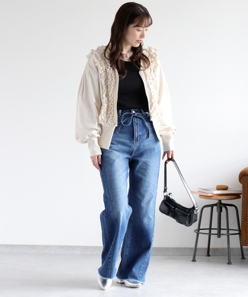 cepo（セポ）の「フリルVネックジップカーディガン（カーディガン/ボレロ・レディース・杢グレー/アイボリー・FREE）」の16枚目の写真