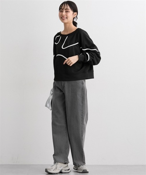 nissen(ニッセン)の「コード刺しゅうスウェットトップス<大きいサイズ有>(Tシャツ/カットソー・レディース・アイボリー/ブラック/杢グレー・S/M/L/LL)」の9枚目の写真