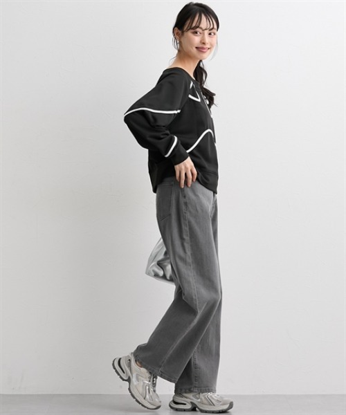 nissen(ニッセン)の「コード刺しゅうスウェットトップス<大きいサイズ有>(Tシャツ/カットソー・レディース・アイボリー/ブラック/杢グレー・S/M/L/LL)」の11枚目の写真