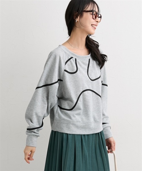 nissen(ニッセン)の「コード刺しゅうスウェットトップス<大きいサイズ有>(Tシャツ/カットソー・レディース・アイボリー/ブラック/杢グレー・S/M/L/LL)」の15枚目の写真