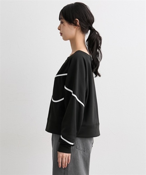 nissen(ニッセン)の「コード刺しゅうスウェットトップス<大きいサイズ有>(Tシャツ/カットソー・レディース・アイボリー/ブラック/杢グレー・S/M/L/LL)」の18枚目の写真