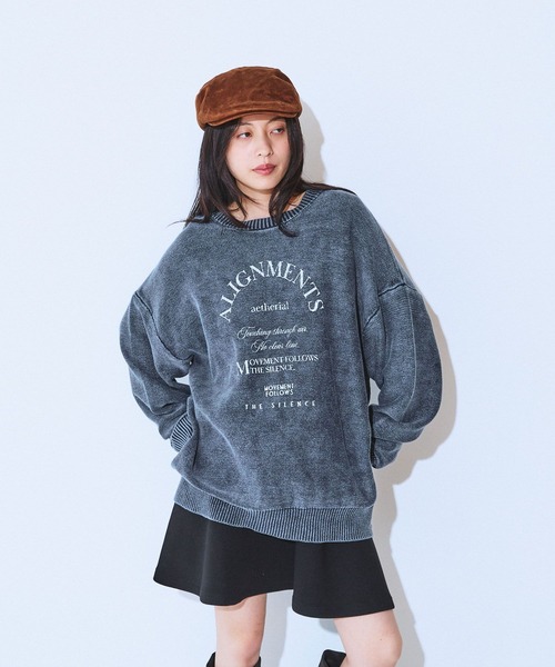 JEANASIS（ジーナシス）の「アーチMIXロゴニットプルオーバー/603819（ニット/セーター・レディース・アイボリー/ボルドー/ブラック系その他/ネイビー系・FREE）」の14枚目の写真