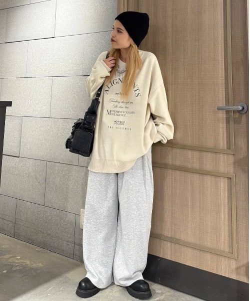 JEANASIS（ジーナシス）の「アーチMIXロゴニットプルオーバー/603819（ニット/セーター・レディース・アイボリー/ボルドー/ブラック系その他/ネイビー系・FREE）」の18枚目の写真