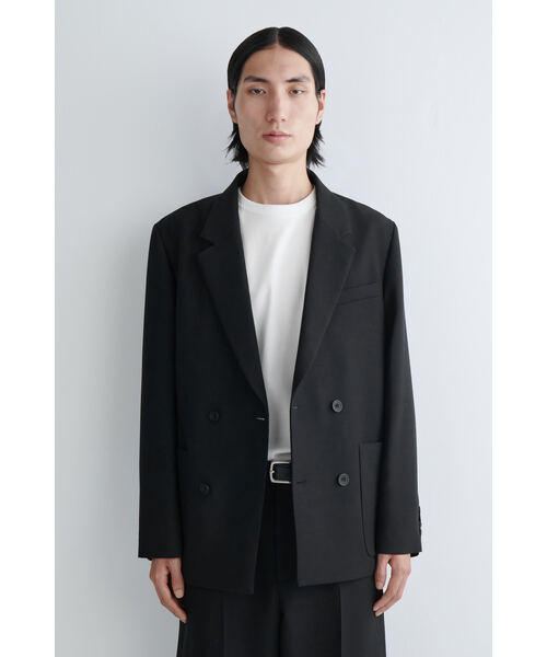 セール】ノーラペル仕立てウール混ブレザー（テーラードジャケット