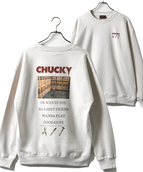 neos(ネオス)の「【neos】ルーズシルエット CHUCKY チャッキー プリント 裏起毛 スウェット トレーナー(スウェット・メンズ・オフホワイト/ブラック系2/ブルー/ブラック系1・MEDIUM/LARGE/X-LARGE)」の2枚目の写真