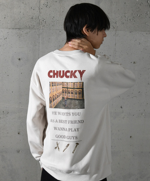 neos(ネオス)の「【neos】ルーズシルエット CHUCKY チャッキー プリント 裏起毛 スウェット トレーナー(スウェット・メンズ・オフホワイト/ブラック系2/ブルー/ブラック系1・MEDIUM/LARGE/X-LARGE)」の19枚目の写真