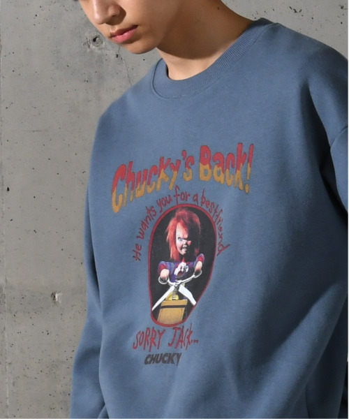 neos(ネオス)の「【neos】ルーズシルエット CHUCKY チャッキー プリント 裏起毛 スウェット トレーナー(スウェット・メンズ・オフホワイト/ブラック系2/ブルー/ブラック系1・MEDIUM/LARGE/X-LARGE)」の6枚目の写真