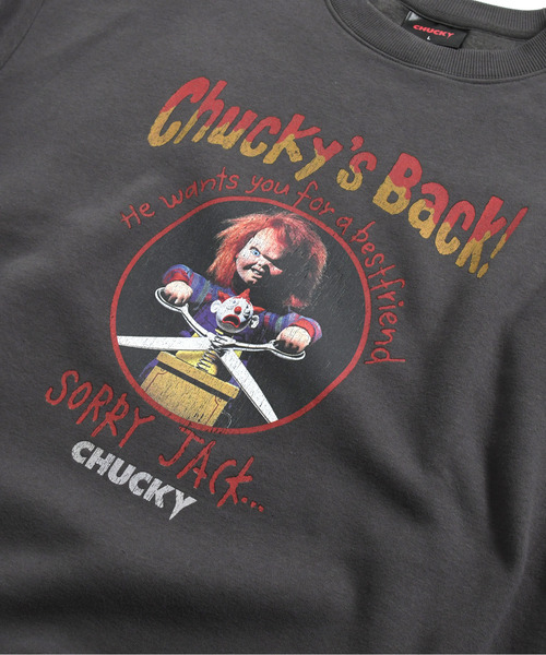 neos(ネオス)の「【neos】ルーズシルエット CHUCKY チャッキー プリント 裏起毛 スウェット トレーナー(スウェット・メンズ・オフホワイト/ブラック系2/ブルー/ブラック系1・MEDIUM/LARGE/X-LARGE)」の10枚目の写真