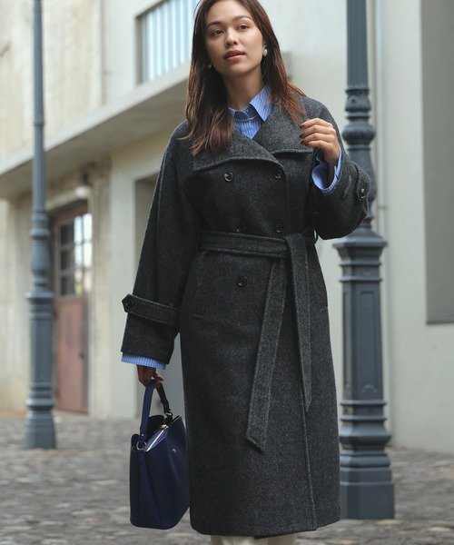 VIS（ビス）の「尾州シャギースタンドカラーロングコート/静電気防止・WEB限定PS・TMサイズ（その他アウター・レディース・チャコールグレー/グレー系その他・S/M/PS/TM）」の12枚目の写真