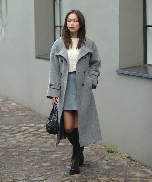 VIS（ビス）の「尾州シャギースタンドカラーロングコート/静電気防止・WEB限定PS・TMサイズ（その他アウター・レディース・チャコールグレー/グレー系その他・S/M/PS/TM）」の5枚目の写真