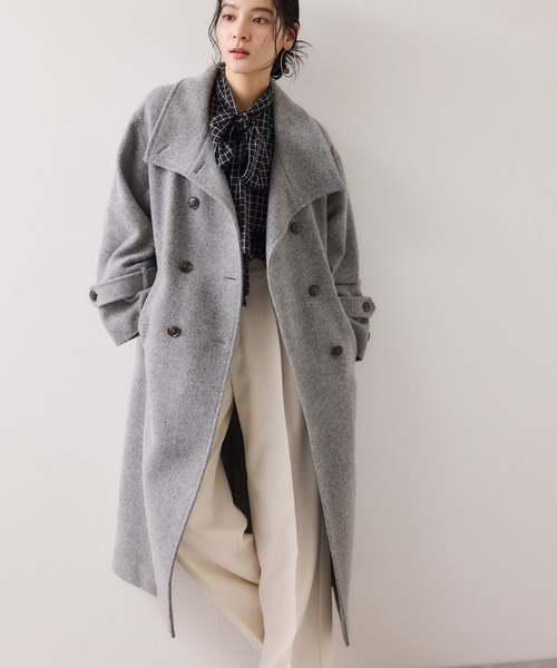 VIS（ビス）の「尾州シャギースタンドカラーロングコート/WEB