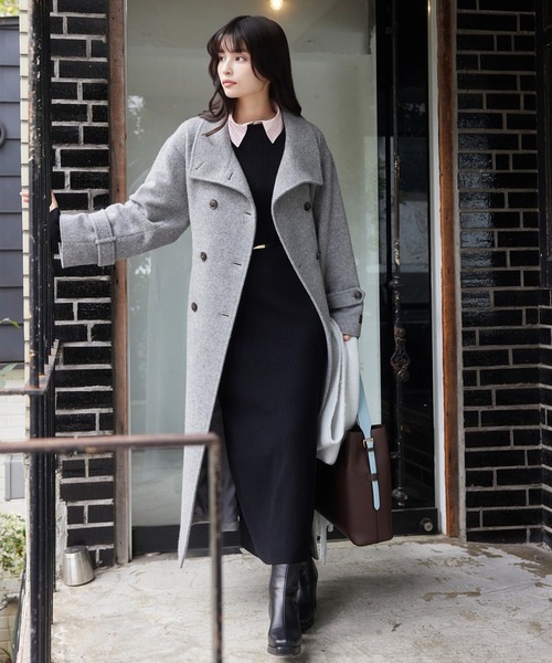 【美品】sousou尾州ツイード 綾織 スタンドカラーロングコート SOU・SOU 尾州ツイード 綾織 スタンドカラーロングコート