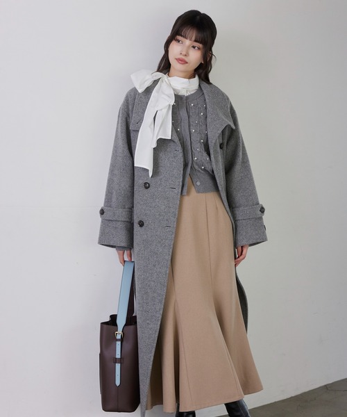 専用出品紬総裏地付きクシュクシュ襟ロングコート セール】尾州シャギースタンドカラーロングコート/静電気防止・WEB限定