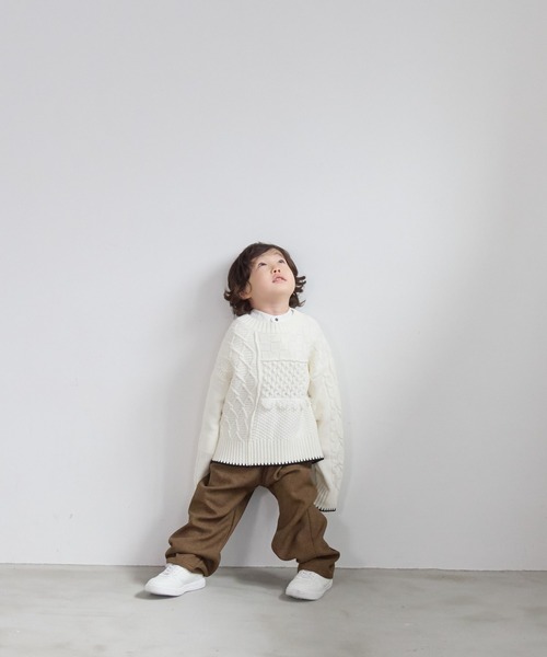 LOWRYS FARM（ローリーズファーム）の「クラフトニットプルオーバー　591620（ニット/セーター・キッズ・オフホワイト/グレー・150cm/130cm/110cm）」の12枚目の写真