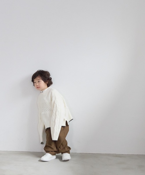 LOWRYS FARM（ローリーズファーム）の「クラフトニットプルオーバー　591620（ニット/セーター・キッズ・オフホワイト/グレー・150cm/130cm/110cm）」の13枚目の写真