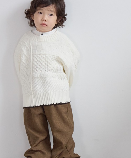 LOWRYS FARM（ローリーズファーム）の「クラフトニットプルオーバー　591620（ニット/セーター・キッズ・オフホワイト/グレー・150cm/130cm/110cm）」の15枚目の写真