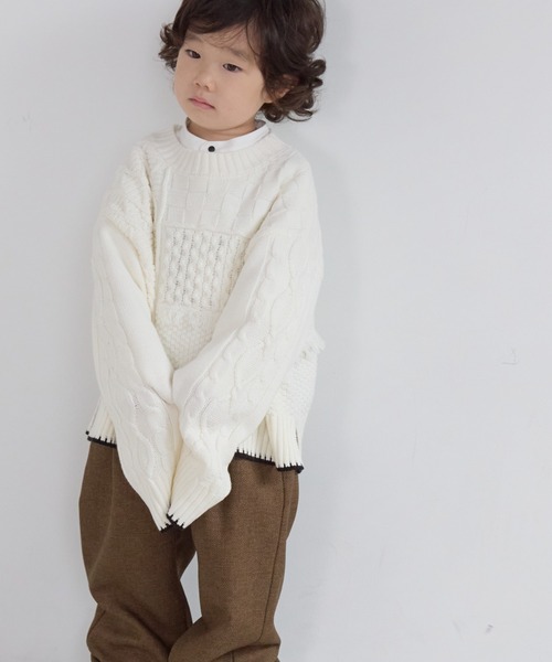 LOWRYS FARM（ローリーズファーム）の「クラフトニットプルオーバー　591620（ニット/セーター・キッズ・オフホワイト/グレー・150cm/130cm/110cm）」の17枚目の写真