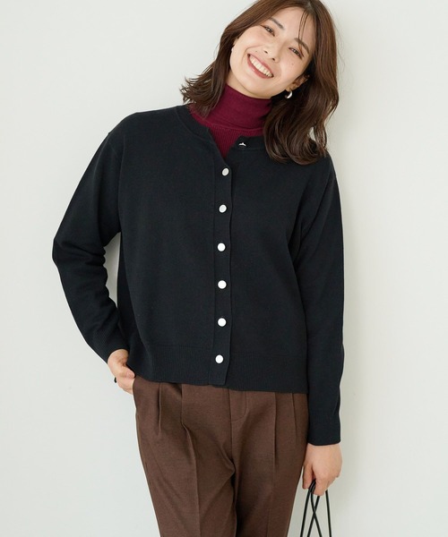 FOUND GOOD（ファウンドグッド）の「マイラクメタルボタンニットCD（カーディガン/ボレロ・レディース・ピンク系2/ベージュ/ブラック/グレー系5・L/M/S）」の2枚目の写真