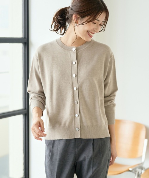 FOUND GOOD（ファウンドグッド）の「マイラクメタルボタンニットCD（カーディガン/ボレロ・レディース・ピンク系2/ベージュ/ブラック/グレー系5・L/M/S）」の15枚目の写真