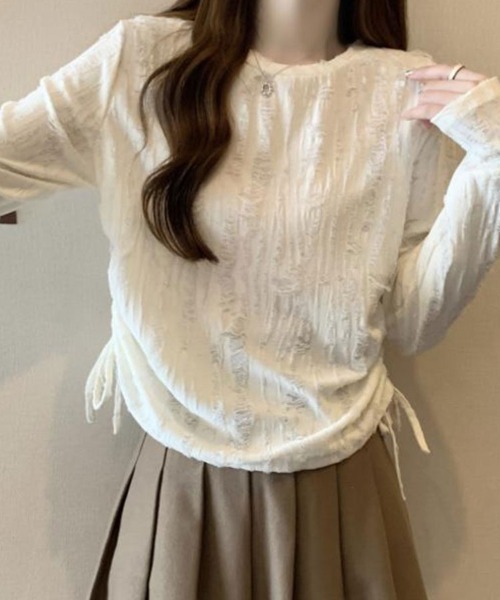 SallyLunn（サリーラン）の「ラフシルエットバックスリットトップス（Tシャツ/カットソー・レディース・グレー/ホワイト・MEDIUM/LARGE）」の8枚目の写真