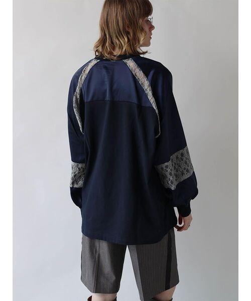 :ETHROF(イーサオブ)の「SATIN×LACE NUMBERNG LONG SLEEVE GAME SHIRT(Tシャツ/カットソー・レディース・ブラック/ネイビー・FREE)」の10枚目の写真