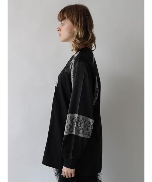 :ETHROF(イーサオブ)の「SATIN×LACE NUMBERNG LONG SLEEVE GAME SHIRT(Tシャツ/カットソー・レディース・ブラック/ネイビー・FREE)」の16枚目の写真