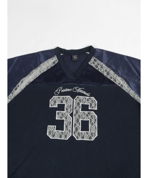 :ETHROF(イーサオブ)の「SATIN×LACE NUMBERNG LONG SLEEVE GAME SHIRT(Tシャツ/カットソー・レディース・ブラック/ネイビー・FREE)」の20枚目の写真