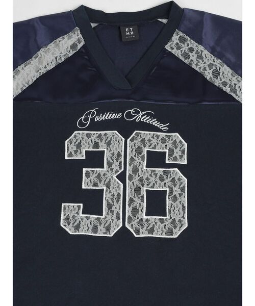:ETHROF(イーサオブ)の「SATIN×LACE NUMBERNG LONG SLEEVE GAME SHIRT(Tシャツ/カットソー・レディース・ブラック/ネイビー・FREE)」の22枚目の写真