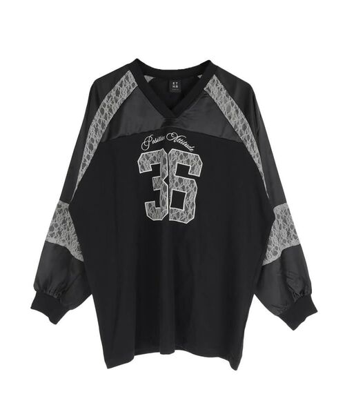 :ETHROF(イーサオブ)の「SATIN×LACE NUMBERNG LONG SLEEVE GAME SHIRT(Tシャツ/カットソー・レディース・ブラック/ネイビー・FREE)」の18枚目の写真