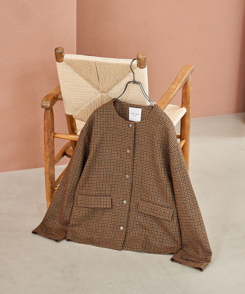 セール】English Wool ノーカラージャケット/イングリッシュ