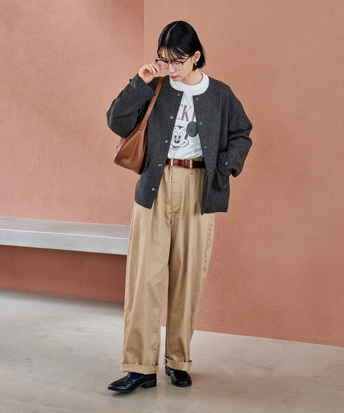 セール】English Wool ノーカラージャケット/イングリッシュウール