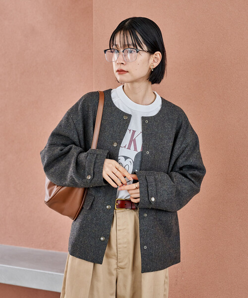 Needles ウールメルトン ノーカラージャケット Needles ウールメルトン