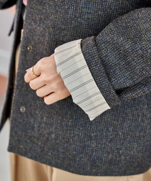 FREAK'S STORE（フリークスストア）の「English Wool ノーカラージャケット/イングリッシュウール（ブルゾン・レディース・オリーブ/ブラウン・ﾌﾘ-）」の14枚目の写真