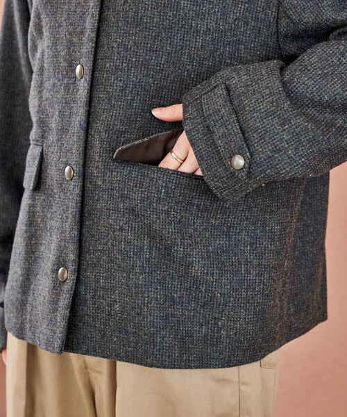 FREAK'S STORE（フリークスストア）の「English Wool ノーカラージャケット/イングリッシュウール（ブルゾン・レディース・オリーブ/ブラウン・ﾌﾘ-）」の15枚目の写真