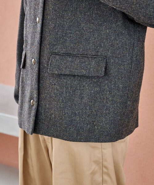 FREAK'S STORE（フリークスストア）の「English Wool ノーカラージャケット/イングリッシュウール（ブルゾン・レディース・オリーブ/ブラウン・ﾌﾘ-）」の16枚目の写真