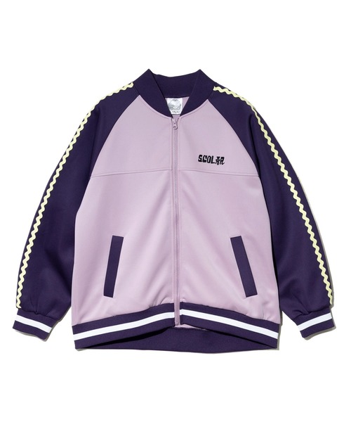 ScoLar（スカラー）の「ScoLar/スカラー　刺繍ジャージBZ（ブルゾン・レディース・パープル/アイボリー/ブラック・FREE）」の3枚目の写真