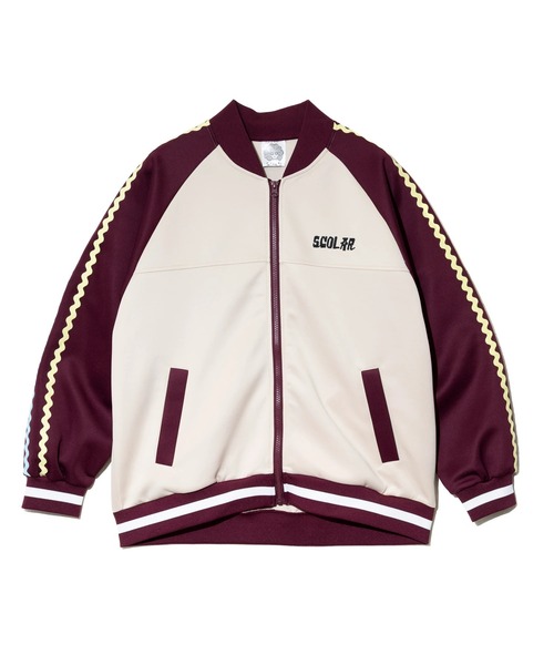 ScoLar（スカラー）の「ScoLar/スカラー　刺繍ジャージBZ（ブルゾン・レディース・パープル/アイボリー/ブラック・FREE）」の4枚目の写真