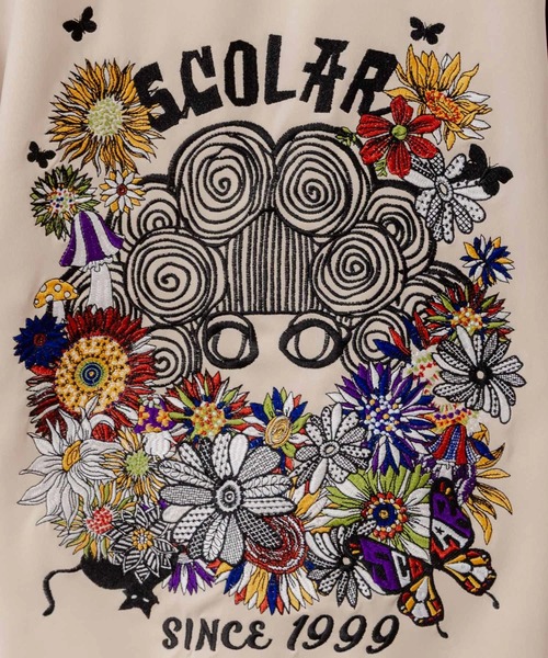 ScoLar（スカラー）の「ScoLar/スカラー　刺繍ジャージBZ（ブルゾン・レディース・パープル/アイボリー/ブラック・FREE）」の6枚目の写真